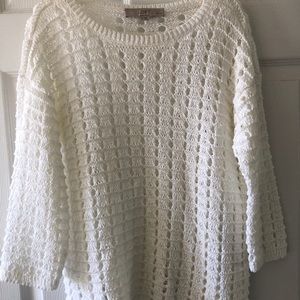White crochet style sweater